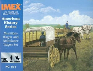 Munitions Wagon and Ambulance Wagon Imex #514 Civil War Model Kit 1/72 Scale NIB